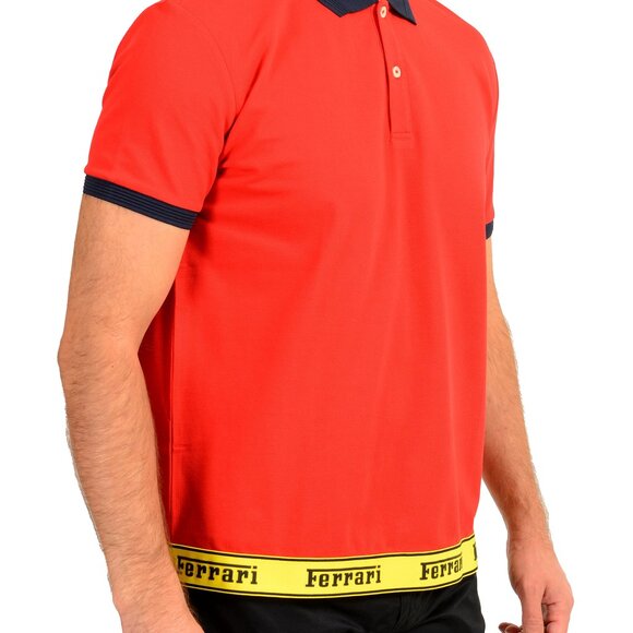 Scuderia Ferrari Men's Piquet Ferrari Tape Short Sleeve Polo Shirt US L IT 52 - Picture 2 of 7